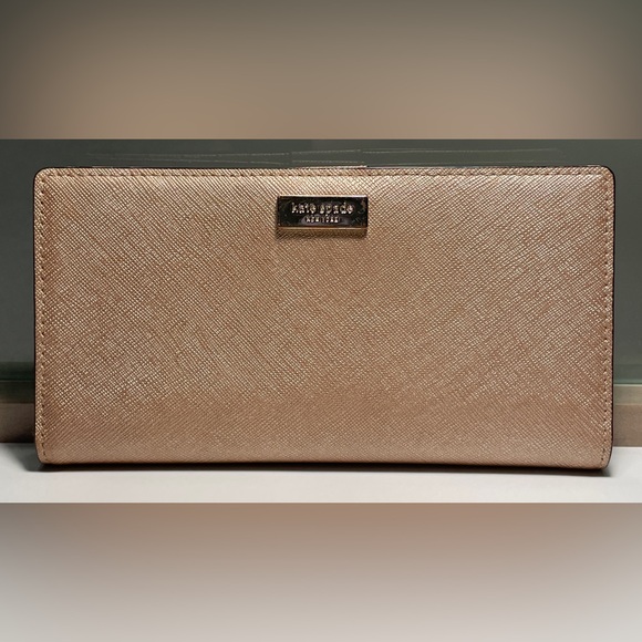 Beautifyl ROSE GOLD Kate Spade Snap Closure Wallet EUC - Picture 1 of 5